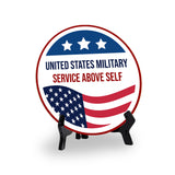Signs ByLITA Honor Veterans with Military Table Signs | US Pride | Perfect Gift for Coworkers or Family Table Sign (5x5)