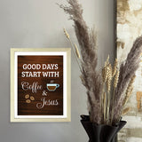 Designs ByLITA Good Days Start With Coffee & Jesus, Wall Print Art | Funny Coffee Home & Office Decor (Unframed or Framed)