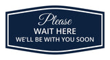 Signs ByLITA Fancy Please Wait Here for Your Turn. We'll Be With You Soon Easy Installation | Durable Construction | Barbers | Grooming and Styling | Hair Wall or Door Sign