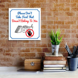 Square Plus Please Don't Take Food That Doesn't Belong To You Door or Wall Sign | Workplace Cleaning Signage