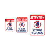 Portrait Round Plus Attention No Yelling Or Screaming Wall or Door Sign | Indoor Gym & Pool Signage
