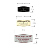 Signs ByLITA Fancy Military Veteran Lives Here Please Be Courteous With Fireworks Easy Installation | Honor Veterans with Military Signs | US Pride | Businesses and Homes Wall or Door Sign