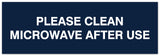 Signs ByLITA Basic Please clean microwave after use Sign - Laser-Engraved Lettering | Durable ABS Plastic | Vibrant Colors | Powerful Foam Tape