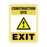 Portrait Round Plus Construction Site Exit Wall or Door Sign | Health And Safety Signage