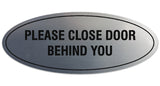 Signs ByLITA Oval Please Close Door Behind You Sign - Laser-Engraved Lettering | Durable ABS Plastic | Vibrant Colors | Powerful Foam Tape