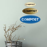 Signs ByLITA Oval Compost Sign - Laser-Engraved Lettering | Durable ABS Plastic | Vibrant Colors | Powerful Foam Tape