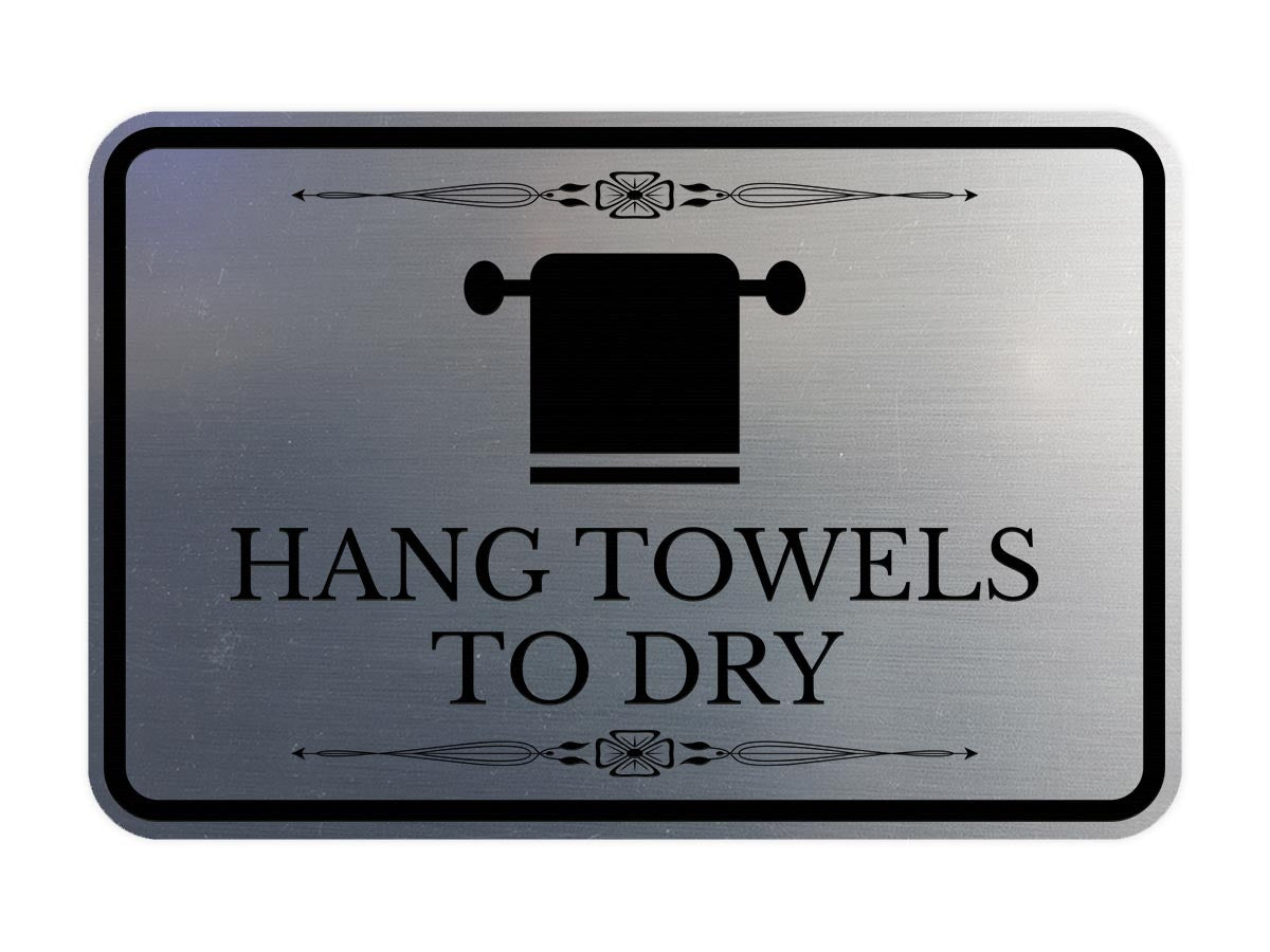Signs ByLITA Classic Framed Hang Towels To Dry Vintage Bathroom Wall or Door Sign