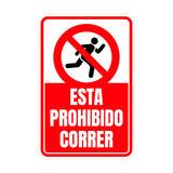 Portrait Round Plus Esta Prohibido Correr Wall or Door Sign | Spanish Dressing Room Retailer Signage