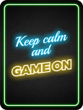 Portrait Round Plus Keep Calm and Game On Wall or Door Sign | Easy Installation | Gaming | Home Decor