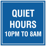 Signs ByLITA Square Quiet Hours 10PM to 8AM Sign - Easy Installation | Durable Material