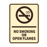 Signs ByLITA Portrait Round No Smoking Or Open Flames Door or Wall Sign Durable ABS Plastic | Laser Engraved | Easy Installation | Kitchen | Hygiene