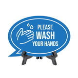 Please Wash Your Hands Oval Speech Bubble (6 x 4") Table Sign With Acrylic Easel