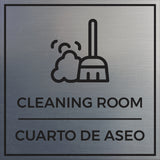 Signs ByLITA Square Cleaning Room Wall or Door Sign | Spanish Bilingual Business And Office Signs