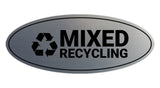 Signs ByLITA Oval Mixed recycling Sign - Laser-Engraved Lettering | Durable ABS Plastic | Vibrant Colors | Powerful Foam Tape