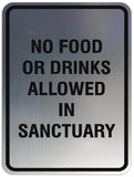 Signs ByLITA Portrait Round No food or drinks allowed in sanctuary Sign - Laser-Engraved Lettering | Durable ABS Plastic | Vibrant Colors | Powerful Foam Tape