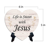 Reflective Religious Quote Signs Heart Table Sign with Acrylic Stand (6x5")