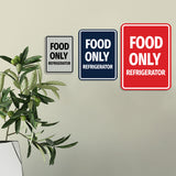 Signs ByLITA Portrait Round Notice: Food Only Refrigerator Door or Wall Sign Durable ABS Plastic | Laser Engraved | Easy Installation | Kitchen | Hygiene