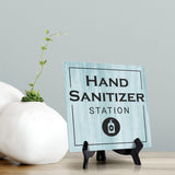 Signs ByLITA Hand Sanitizer Station, Wood Color, Square Table Sign (5" x 5”)