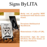 This Desk Runs on Coffee and Inappropriate Humor Table Sign with Acrylic Stand (6x8“) | Coffee Lovers | Office & Home Table Signs