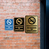 Signs ByLITA Portrait Round No Smoking Or Open Flames Door or Wall Sign Durable ABS Plastic | Laser Engraved | Easy Installation | Kitchen | Hygiene