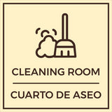 Signs ByLITA Square Cleaning Room Wall or Door Sign | Spanish Bilingual Business And Office Signs