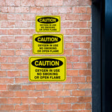 Classic Framed Plus Caution Oxygen In Use No Smoking Or Open Flame Door or Wall Sign | Warning Signage