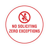 Circle No Soliciting Zero Exceptions Wall or Door Sign