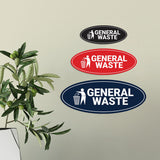 Signs ByLITA Oval General Waste Sign - Laser-Engraved Lettering | Durable ABS Plastic | Vibrant Colors | Powerful Foam Tape