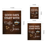 Designs ByLITA Good Days Start With Coffee & Jesus, Wall Print Art | Funny Coffee Home & Office Decor (Unframed or Framed)