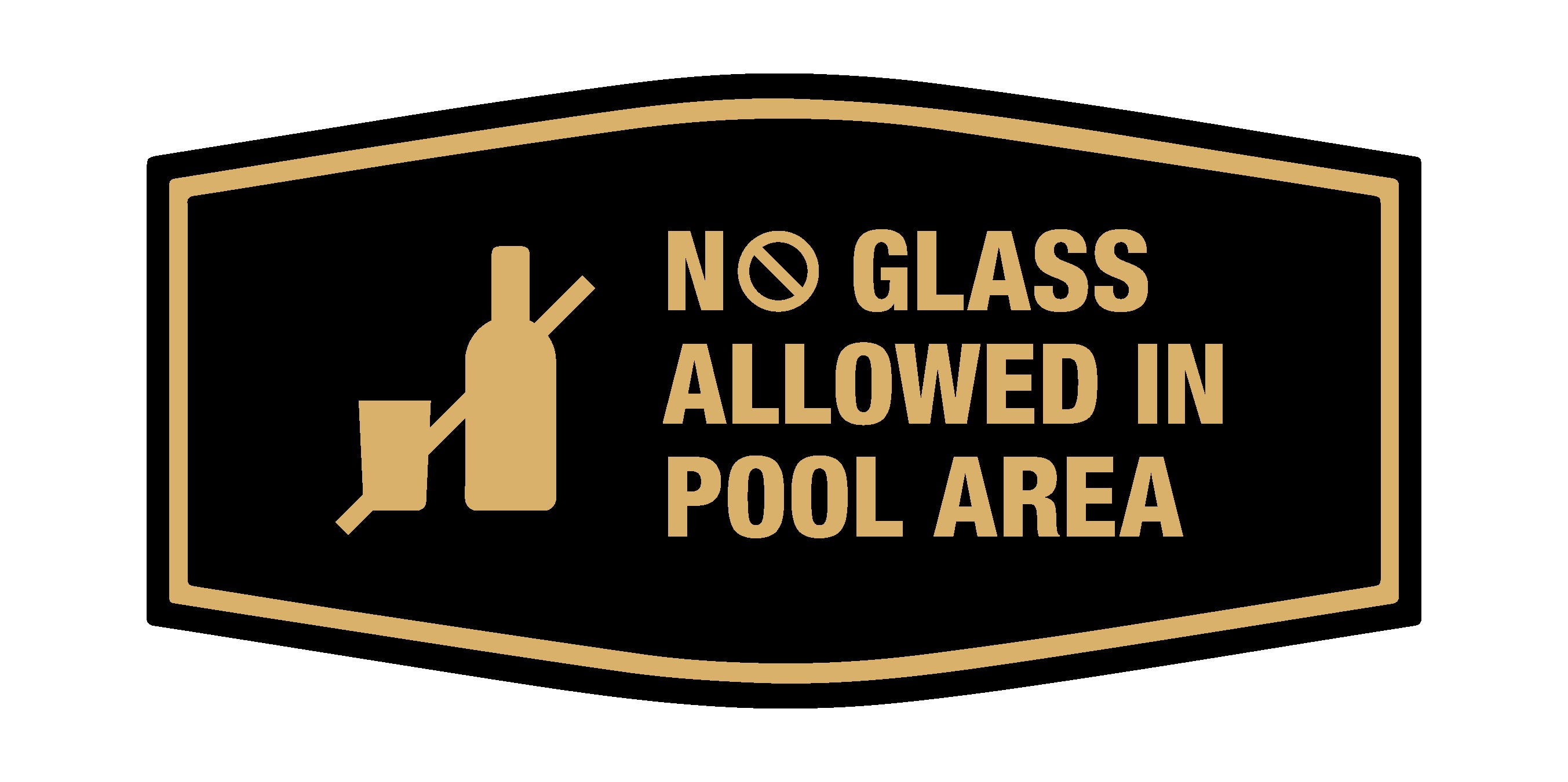 Signs ByLITA Fancy No Glass Allowed In Pool Area Outdoors Wall or Door Sign