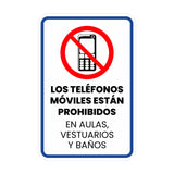 Portrait Round Plus Los Teléfonos Móviles están Prohibidos en Aulas, Vestuarios y Baños Wall or Door Sign | Spanish Retailer Signage