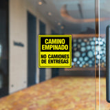 Square Plus Camino Empinado No Camiones De Entregas Wall or Door Sign | Spanish | Health & Safety Warehouse Business Signage