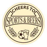 Signs ByLITA Circle Cheers to Sports and Beers ABS Plastic | Laser Engraved | Easy Installation | Elegant Design Wall or Door Sign
