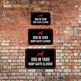 Classic Framed Plus Dog in Yard Keep Gate Closed Wall or Door Sign | Home Security Signage