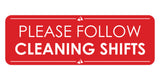 Signs ByLITA Standard Please Follow Cleaning Shifts Door or Wall Sign Easy Installation | Shared Accommodation | Sign for Home, Business, AirBNB and Office Spaces