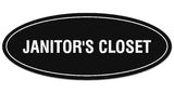Signs ByLITA Oval JANITOR'S CLOSET Sign - Laser-Engraved Lettering | Durable ABS Plastic | Vibrant Colors | Powerful Foam Tape