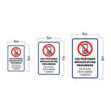 Portrait Round Plus Los Teléfonos Móviles están Prohibidos en Aulas, Vestuarios y Baños Wall or Door Sign | Spanish Retailer Signage