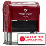 Vivid Stamp Your presence blessed me and made my celebration complete Self-Inking Rubber Stamps