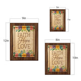 Faith Hope Love Decorative Wall Plaque With Easel Acrylic Stand | Religious Feel Good Home Decor