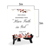 And Jesus Answered Them, “Have Faith In God." Mark 11:22 5"x 5" Square Table Sign With Acrylic Easel | Religious Bible Quotes Decor
