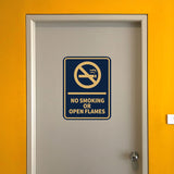 Signs ByLITA Portrait Round No Smoking Or Open Flames Door or Wall Sign Durable ABS Plastic | Laser Engraved | Easy Installation | Kitchen | Hygiene