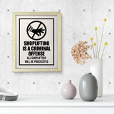 Designs ByLITA Shoplifting Is A Criminal Offense All Shoplifters Will Be Prosecuted, Wall Print Art | Retail Store Decoration (Unframed or Framed)