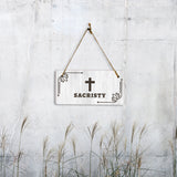 Sacristy 5x10 Hanging Plus Wall or Door Sign | Church Rustic Wood Sign