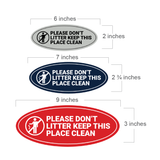 Signs ByLITA Oval Please Don't Litter Keep This Place Clean Sign - Laser-Engraved Lettering | Durable ABS Plastic | Vibrant Colors | Powerful Foam Tape