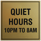 Signs ByLITA Square Quiet Hours 10PM to 8AM Sign - Easy Installation | Durable Material