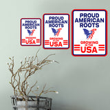 Portrait Round Plus Proud American Roots: Growing in the USA Door or Wall Sign | Easy Installation | Patriotic Stars and Stripes USA Pride Sign