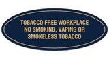 Signs ByLITA Oval Tobacco Free Workplace No Smoking, Vaping or Smokeless Tobacco Sign - Laser-Engraved Lettering | Durable ABS Plastic | Vibrant Colors | Powerful Foam Tape