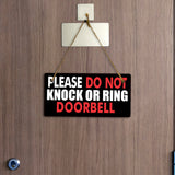 Please Do Not Knock Or Ring Doorbell 5x10 Hanging Plus Wall or Door Sign | Rustic Twine | Home and Business Signage