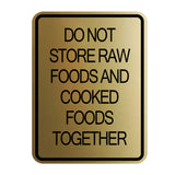 Signs ByLITA Portrait Round Hygiene Safety: Do Not Store Raw Foods and Cooked Foods Together Door or Wall Sign Durable ABS Plastic | Laser Engraved | Easy Installation | Kitchen | Hygiene