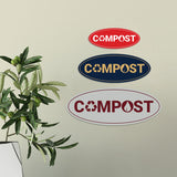Signs ByLITA Oval Compost Sign - Laser-Engraved Lettering | Durable ABS Plastic | Vibrant Colors | Powerful Foam Tape